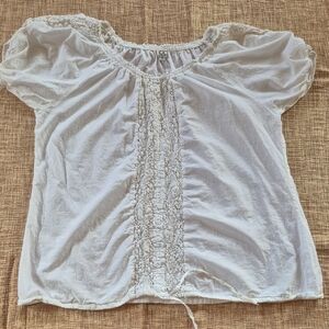 Plus Size White Cotton Renaissance Type Blouse